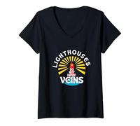 Femme Lighthouses Do Not Have Veins Trophée de golf pour femme T-Shirt avec Col en V