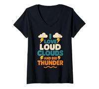 Femme Lightning Bolt Storm Humeur Cadeau Orage Amoureux Cadeau T-Shirt avec Col en V