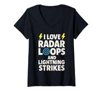 Femme Lightning Bolt Storm Humeur Cadeau Orage Amoureux Cadeau T-Shirt avec Col en V