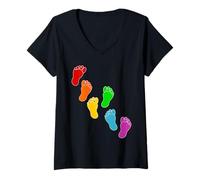 Femme Ligne Artistique Pieds Inclusion Diversité T-Shirt avec Col en V