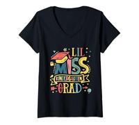 Femme Lil Miss, diplômée de maternelle, dernier jour d'école T-Shirt avec Col en V