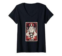 Femme Lilith Reine de la Nuit, Style Mystique et Sombre T-Shirt avec Col en V