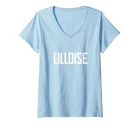 Femme Lilloise Lille Ville Origine Ou Habitante Cadeau Sympa Femme T-Shirt avec Col en V, Bleu Céleste, XL