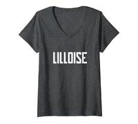 Femme Lilloise Lille Ville Origine Ou Habitante Cadeau Sympa Femme T-Shirt avec Col en V, Chiné Foncé, XL