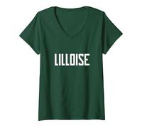 Femme Lilloise Lille Ville Origine Ou Habitante Cadeau Sympa Femme T-Shirt avec Col en V, Vert Forêt, XL