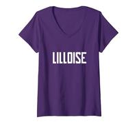 Femme Lilloise Lille Ville Origine Ou Habitante Cadeau Sympa Femme T-Shirt avec Col en V, Violet, XL