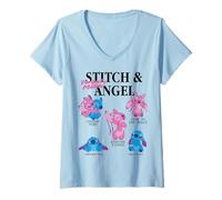 Femme Lilo & Stitch And Angel Perfect Match Valentine T-Shirt avec Col en V