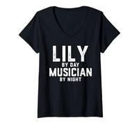 Femme Lily Musician Gen Z Millennial Music Lily Song T-Shirt avec Col en V