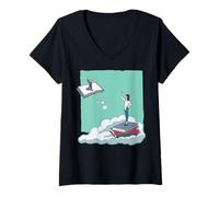 Femme L'imagination prend son envol sur les livres T-Shirt avec Col en V