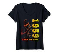 Femme Limited Edition 1959 Biker Moto 65 Ans T-Shirt avec Col en V