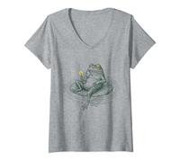 Femme Limonade relaxante Grenouille à Boire T-Shirt avec Col en V