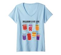 Femme L'inclusion des Enseignants en éducation spéciale est ma Confiture SPED & Autism T-Shirt avec Col en V