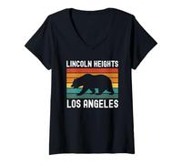 Femme Lincoln Heights Los Angeles 323 Latino Chicano NELA 213 T-Shirt avec Col en V