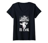 Femme L'industrie laitière est maléfique T-Shirt avec Col en V