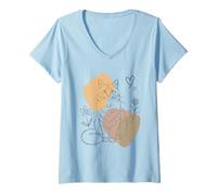 Femme Line Art Tree Siberian Cat Minimalist Moscow Longhairs T-Shirt avec Col en V