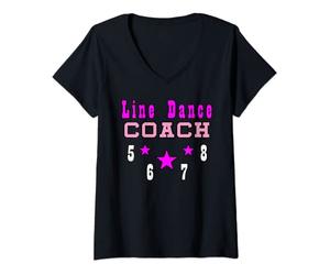 Femme Line Dance Coach 5 6 7 8 T-Shirt avec Col en V