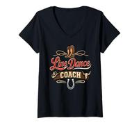 Femme Line Dance Coach T-Shirt avec Col en V