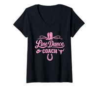Femme Line Dance Coach T-Shirt avec Col en V