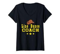Femme Line Dance Coach T-Shirt avec Col en V