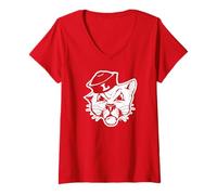 Femme Linfield University Wildcats Mack Mascot Head Mark T-Shirt avec Col en V