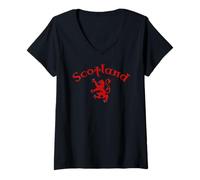 Femme Lion d'Écosse Vintage T-Shirt avec Col en V