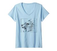 Femme Lion Face Graphic Leaders African Pride of Lions Homme T-Shirt avec Col en V