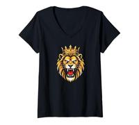 Femme Lion Leon Animal Africa Lions T-Shirt avec Col en V