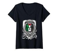 Femme Lion palestinien Free Palestine Free Gaza Palestine Flag T-Shirt avec Col en V