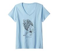 Femme Lion Rule the Wild, Royal King Fierce Predator Jungle Ambiance T-Shirt avec Col en V