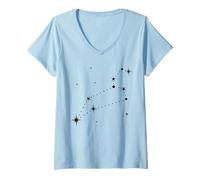 Femme Lionne Constellation | Signes du Zodiaque T-Shirt avec Col en V