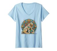 Femme Lions aztèques et lions aztèques autochtones mayas T-Shirt avec Col en V