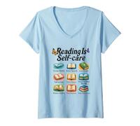 Femme Lire, c'est prendre soin de soi, échapper à la réalité et penser plus grand T-Shirt avec Col en V