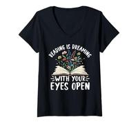 Femme Lire, C'est rêver Les Yeux Ouverts, Amateur de Livres T-Shirt avec Col en V