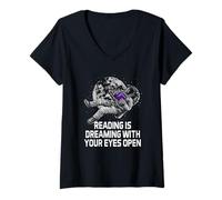 Femme Lire, C'est rêver Les Yeux Ouverts T-Shirt avec Col en V