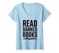 Femme Lire Les Livres Interdits Empowerment Citation littéraire T-Shirt avec Col en V