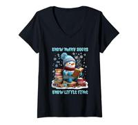 Femme Lire Snow Tas Many Books Christmas Snow Little Time T-Shirt avec Col en V