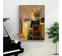 Femme lisant une peinture antique sur toile, affiches imprimées, art mural vintage, photos victoriennes, galerie d'art pour dames, décoration d'intérieur, 50 x 75 cm, sans cadre