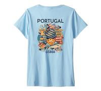 Femme Lisboa Lisbonne Portugal Quartiers Alimentaires Sardines Voyage T-Shirt avec Col en V