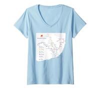 Femme Lisbon Portugal Subway Train Railway - Souvenir Route Map T-Shirt avec Col en V