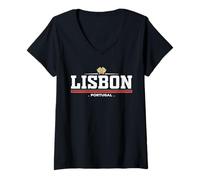 Femme Lisbon Portugal T-Shirt avec Col en V