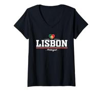Femme Lisbon Portugal T-Shirt avec Col en V
