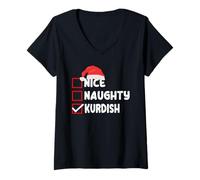 Femme Liste de contrôle drôle des fêtes de Noël kurdes T-Shirt avec Col en V