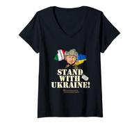 Femme L'Italie Montre sa solidarité avec Le Peuple ukrainien T-Shirt avec Col en V