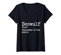 Femme Littérature Anglaise Beowulf T-Shirt avec Col en V