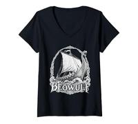 Femme Littérature Anglaise Beowulf T-Shirt avec Col en V