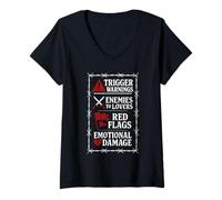 Femme Littérature Fantastique Gothique Sombre Romance livresque T-Shirt avec Col en V