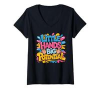 Femme Little Hands Big Potential Fierté des Enfants Leaders - T-Shirt avec Col en V