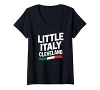 Femme Little Italy Cleveland Ohio Drapeau Italien de la fierté des Immigrants T-Shirt avec Col en V