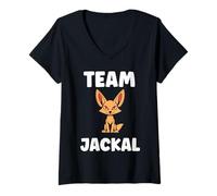 Femme Little Jackals Animals Funny Quote Simple Team Jackal T-Shirt avec Col en V