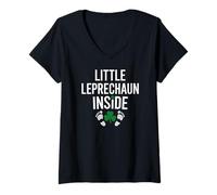 Femme Little Leprechaun Inside, motif trèfle amusant pour nouveau-né T-Shirt avec Col en V